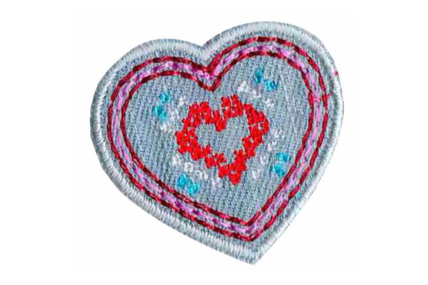 Nažehlovačka - Srdce malé jeansové / Nažehlovačka - Srdce malé jeansové - červené