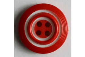 Gombík plastový - Ø 19mm - Červený s bielymi kruhmi