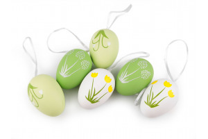 Veľkonočná dekorácia - vajíčka na zavesenie - Zelená-biela